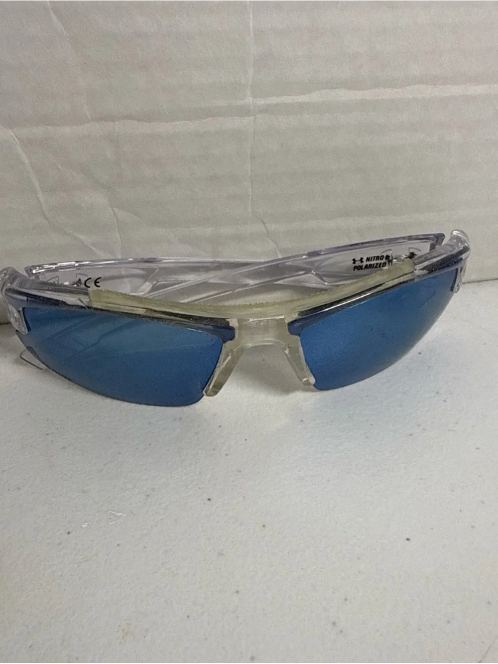 UNDER ARMOUR Nitro L POLARIZED Youth Sunglasses Crystal Clear/Blue RARE